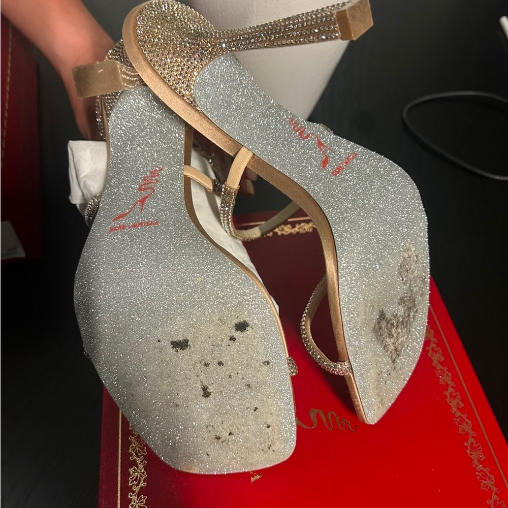 Rene Caovilla Gold Crystal-Strap Stiletto Sandals - Picture 4 of 7